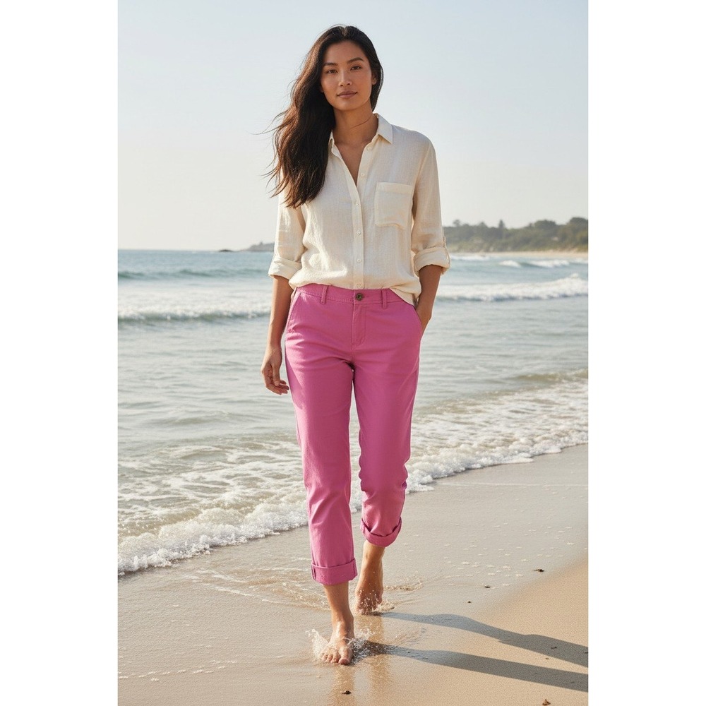 Talbots Relaxed Chino Pants Pink Straight Leg Mid Rise Women 6P Petite